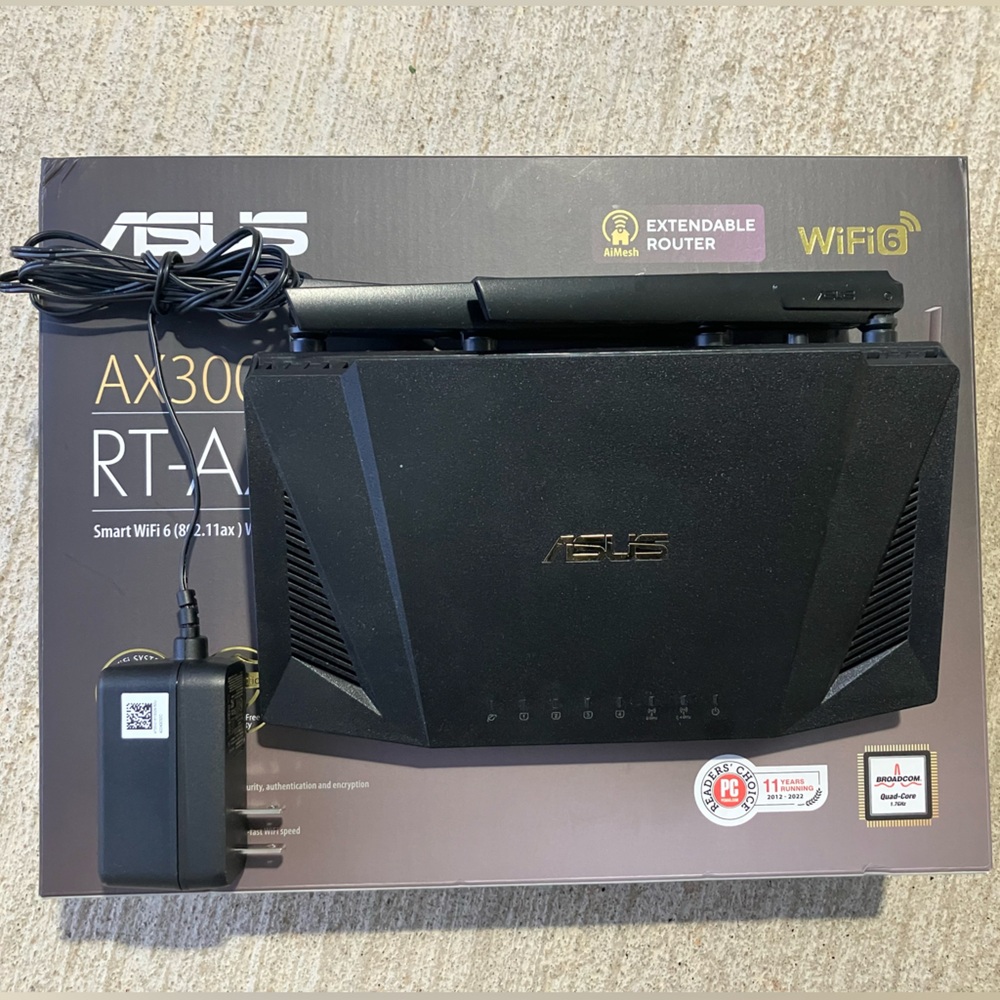 Asus AX3000 WiFi 6 Dual Band Gigabit Wireless Internet Router - Black